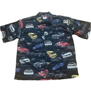 Ford Mustang 50th Anniversary Mens 2XL Black Button Up Shirt David Carey RN93194